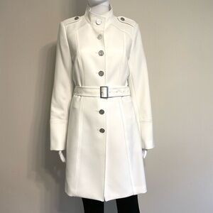 White House Black Market Military Trench Coat~Size Small~Ecru/Cream~NWOT!